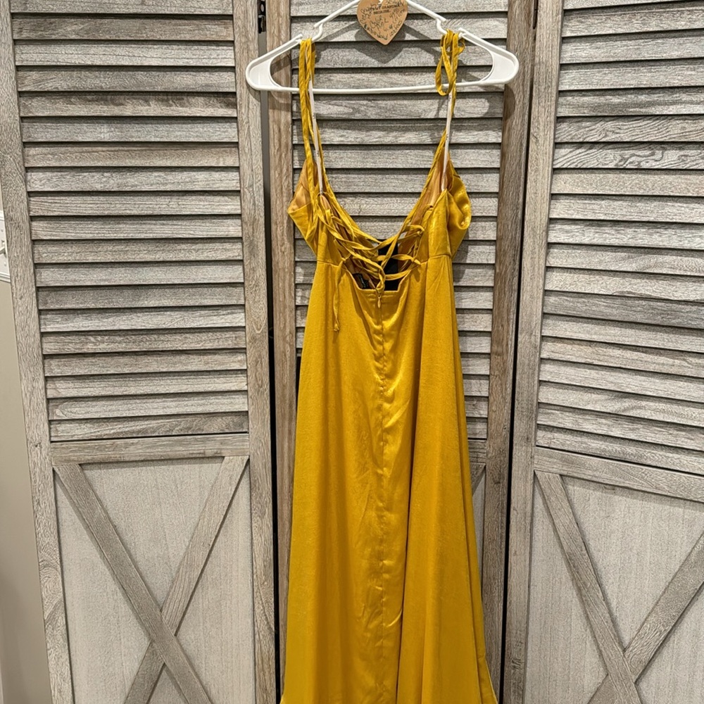 Lulu's Yellow High-Low Ruffle Wrap Maxi Dress - Picture 10 of 12